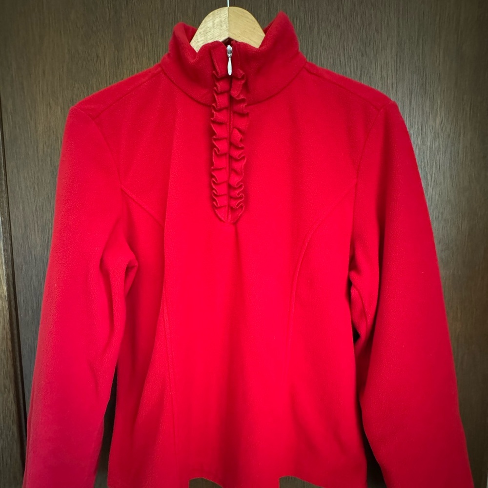 SOLD - Coldwater Creek—Half-Zip Pullover Fleece w/Ruffle-Trim—Women’s M